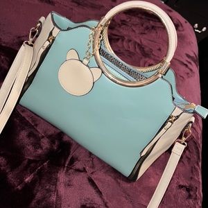 Mint Green/tan bag with Leopard interior